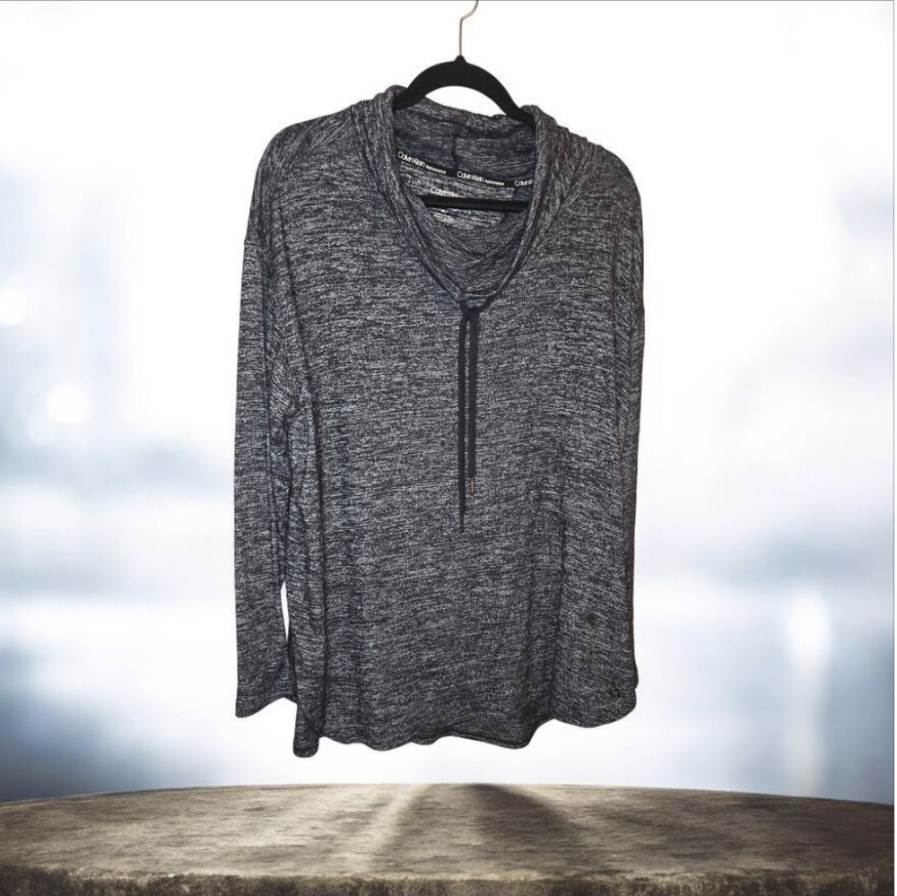 Calvin Klein Performance Stretch Charcoal Cowl Neck Top, EUC